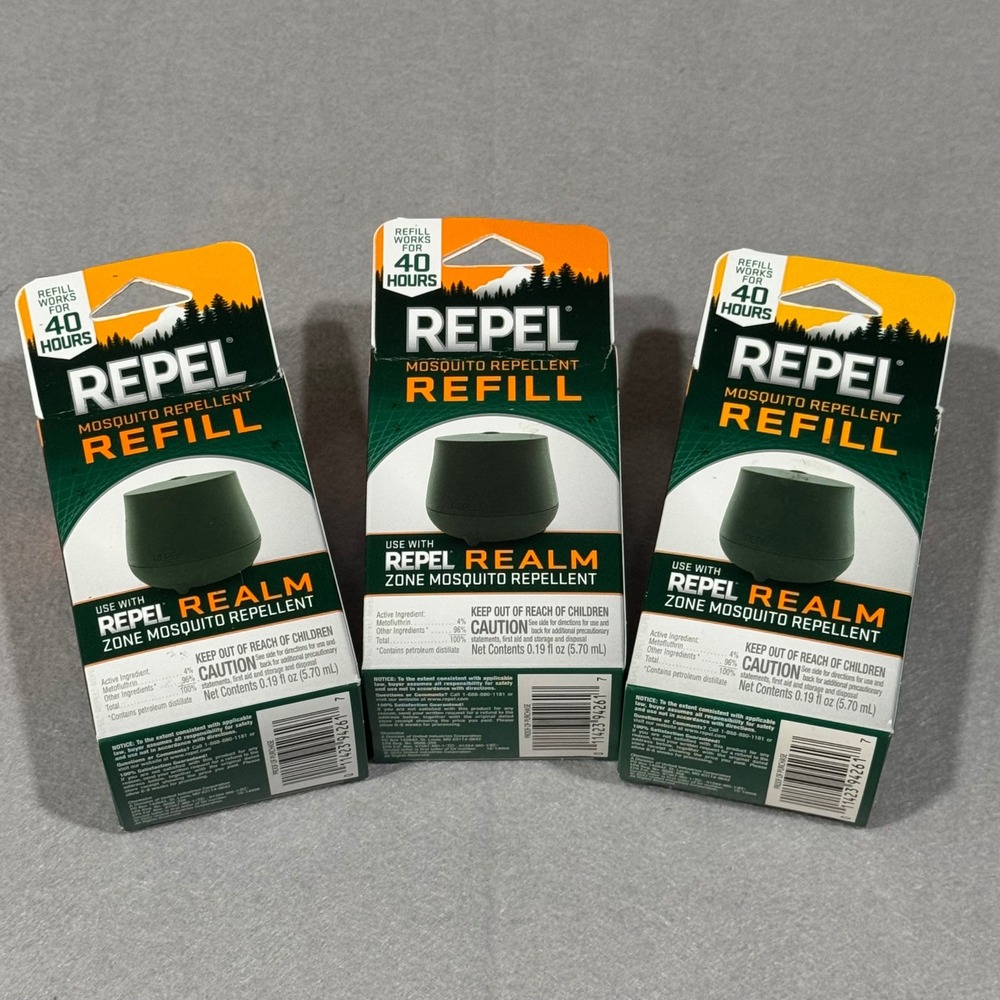 Repel Mosquito Repellent Refill 3 Pack Unisex 0.19oz Black Realm Zone 40 Hour